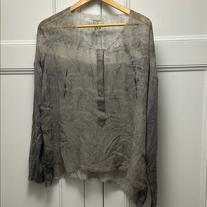 GO BY GO SILK Sheer Charcoal Blouse